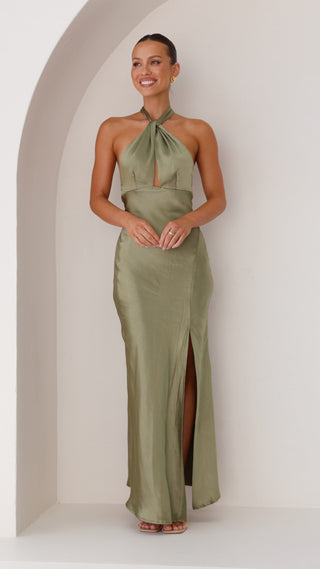 Sukienka Maxi Amalia - Oliwkowa