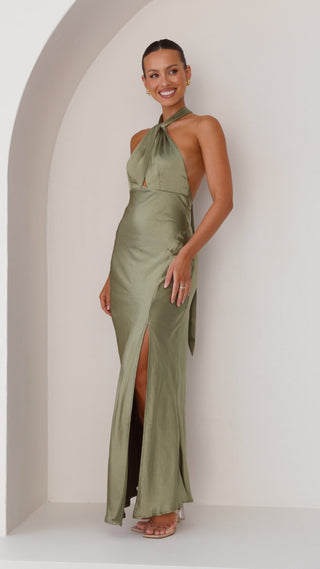 Sukienka Maxi Amalia - Oliwkowa