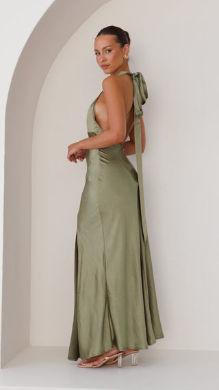 Sukienka Maxi Amalia - Oliwkowa