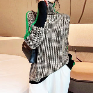 Eleanor | Turtleneck w Wzór Skośny