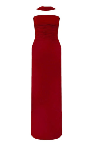 Czerwona Sukienka Mullet Maxi