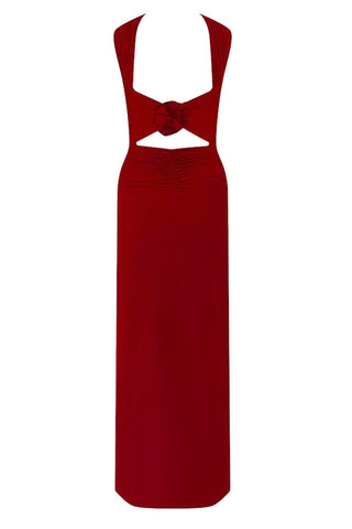 Czerwona Sukienka Mullet Maxi