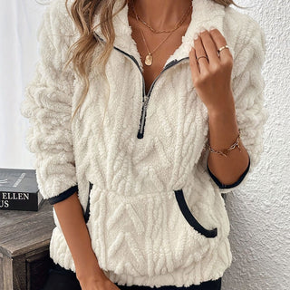 Bluza z półzamkiem i kieszenią z materiału fleece