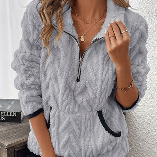 Bluza z półzamkiem i kieszenią z materiału fleece